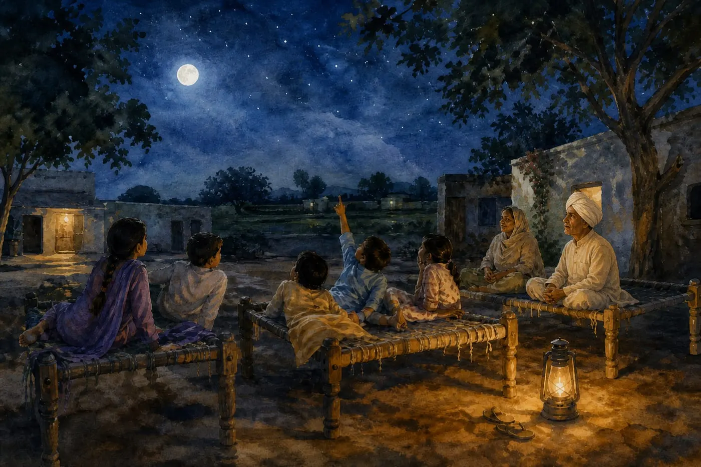 ਰਾਤ ਨੂੰ ਮੰਜਿਆਂ ਉੱਤੇ ਤਾਰੇ ਗਿਣਨਾ